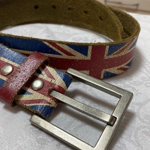 Vintage One Of A Kind UK Great Britan Flag Leather Belt Unisex